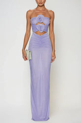 Carmelo Flower Ruch Cutout Maxi Dress