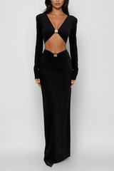 Carmen Cutout Long Sleeve Bandage Maxi Dress