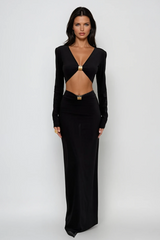 Carmen Cutout Long Sleeve Bandage Maxi Dress