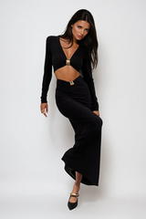 Carmen Cutout Long Sleeve Bandage Maxi Dress