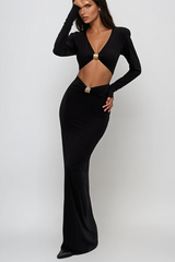Carmen Cutout Long Sleeve Bandage Maxi Dress