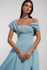 Cendrillon Asymmetric Ruffle Maxi Dress In Blue