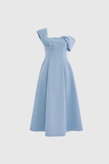 Cendrillon Asymmetric Ruffle Maxi Dress In Blue