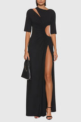 Cesarino Cutout Ruch Split Maxi Dress