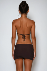 Cezara Halter Neck Backless Ruch Mini Dress