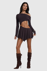 Chinyere Cutout Asymmetric Ruffle Skirt Set
