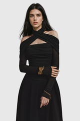 Clarisse Asymmetric Cutout Ruffle Maxi Dress