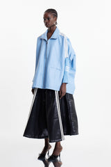 Condoleezza Stripe Leather Jacket In Blue