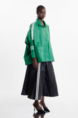 Condoleezza Stripe Leather Jacket In Green