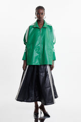 Condoleezza Stripe Leather Jacket In Green