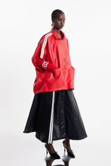 Condoleezza Stripe Leather Jacket In Red