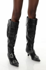 Dabid Embellished Leather Boots In Black