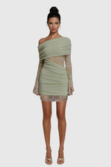 Dagrun Knit Ruch Lace Mini Dress