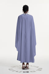 Dallas Crystal Shawl Maxi Dress In Blue
