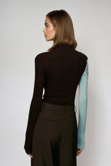 Dane Bodycon Asymmetric Top In Brown