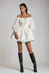 Daoud Off Shoulder Ruch Mini Dress