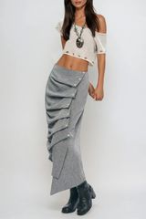 Darien Asymmetric Ruch Maxi Skirt