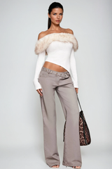 Debi Faux Fur Off Shoulder Top