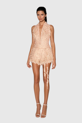 Debora Halter Neck Lace Fringe Playsuit