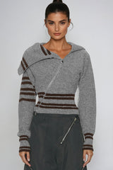 Deianira Zipper Asymmetric Knit Top