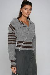 Deianira Zipper Asymmetric Knit Top