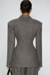 Delaney Lapel Blazer In Dark Grey