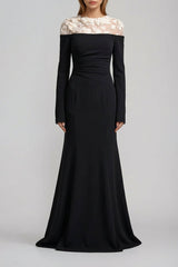 Dennis Flower Deconstruct Maxi Dress In Black