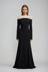 Dennis Flower Deconstruct Maxi Dress In Black