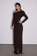 Dhruv One Shoulder Ruch Split Maxi Dress