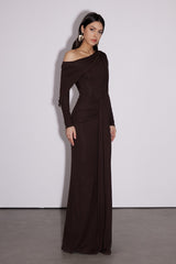 Dhruv One Shoulder Ruch Split Maxi Dress