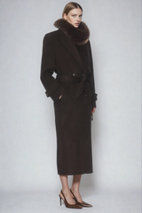 Dieter Double Breasted Coat In Brown