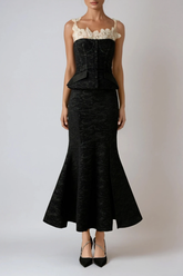 Dieuwer Embroidered Floral Split Skirt Set