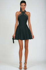 Dino Cutout Halter Neck Mini Dress