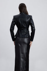 Dionysia Plunge Leather Jacket