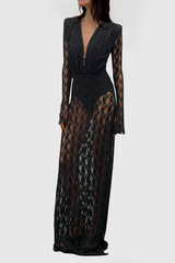 Djehutimose Plunge Lace Maxi Dress