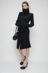 Djuradja Funnel Neck Belt Jacket In Black