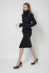 Djuradja Funnel Neck Belt Jacket In Black