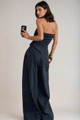 Dmitry Strapless Stripe Pants Set