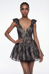 Domantas Plunge Lace Mini Dress