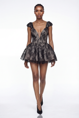 Domantas Plunge Lace Mini Dress