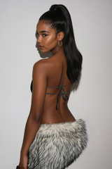 Donghyeon Faux Fur Crop Skirt Set
