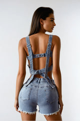 Dori Crop Denim Pants Set