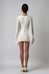 Dorka Balloon Sleeve Ruch Mini Dress