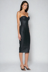 Doruk Strapless Leather Midi Dress