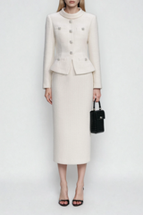 Dottie Button Tweed Skirt Set