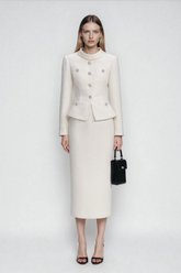 Dottie Button Tweed Skirt Set
