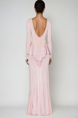 Doug Backless Ruffle Maxi Dress In Pink