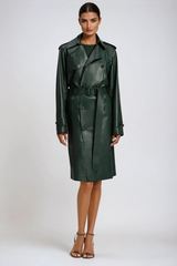 Dovydas Double Breasted Leather Trench Coat