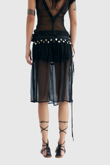 Dragica Deconstruct Sequin Mesh Midi Skirt