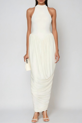 Dru Tank Top Ruch Maxi Dress In White
